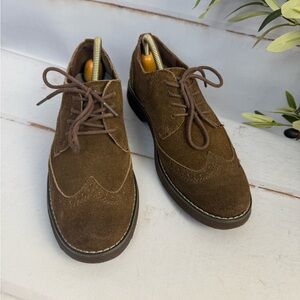 Merona Men’s Dark Brown Suede Leather Brogue Wingtip Shoes Size 8